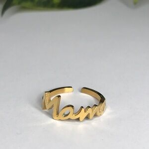 Gold Stainless Steel Ring Says Mama Adjustable Women Size 6.5